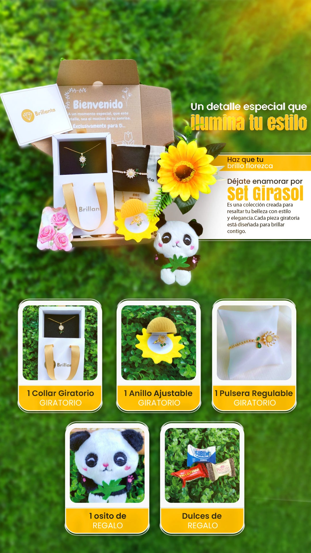 SET DE GIRASOLES GIRATORIOS VERDES🌻